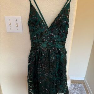 Lulu's Green and Black Backless Cocktail Sundress